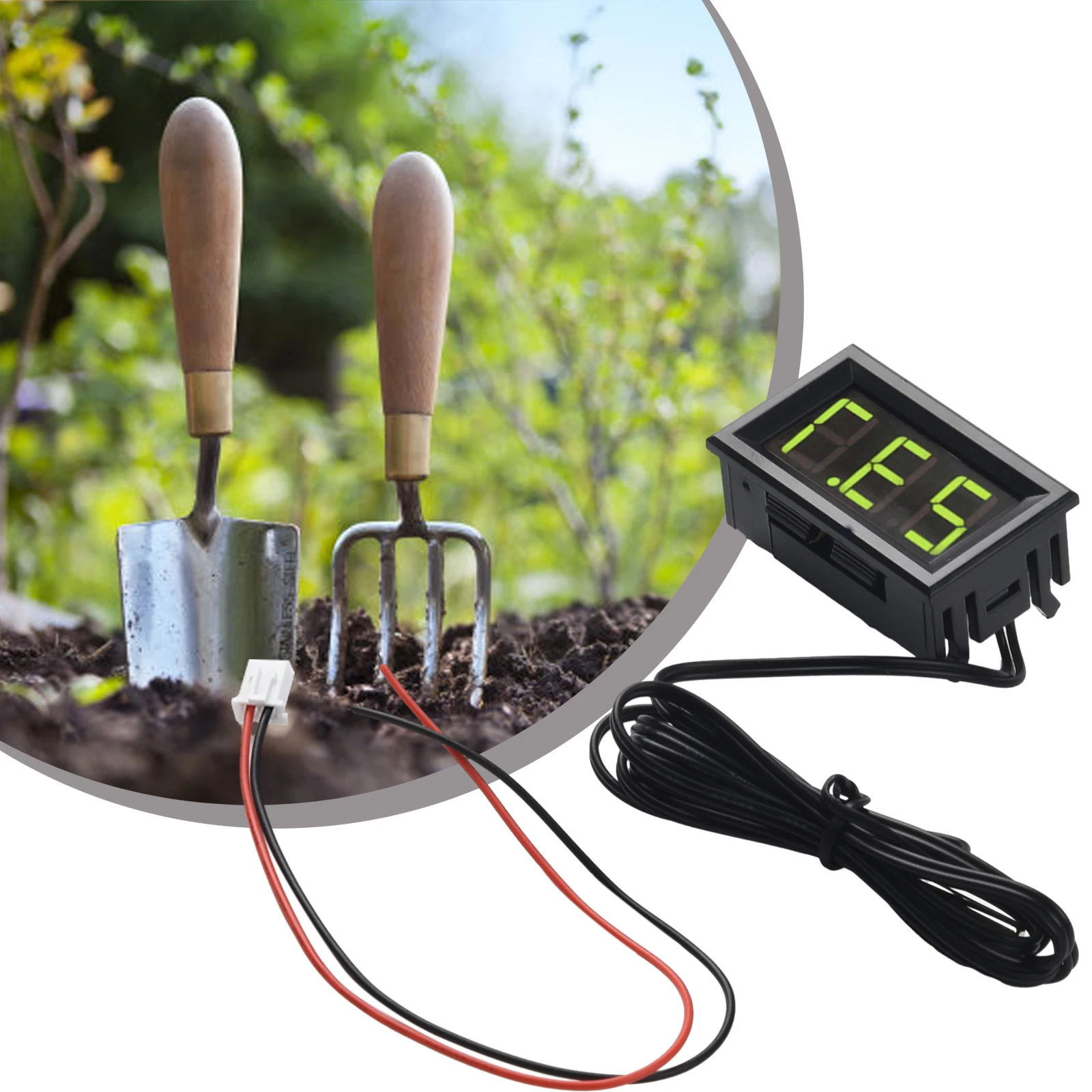 DC5~12V Miniature LED Digital Thermometer For Automotive Temperature Monitor With Temperature Probe, Measuring Range -50-110°C