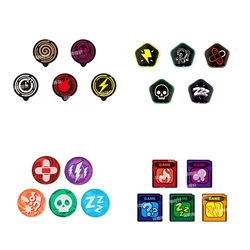 Anime Pokemon Game PTCG Props Special Conditions Sign Poisoned Asleep Paralysis Burned Confused Collection Gift Toys 5Pcs/Set