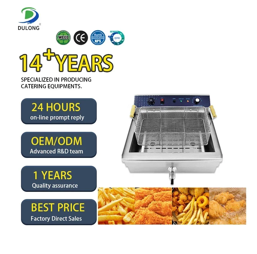 2026/electric deep oil fryer 304 Large capacity Durable electric snacks deep fryer commercial countertop