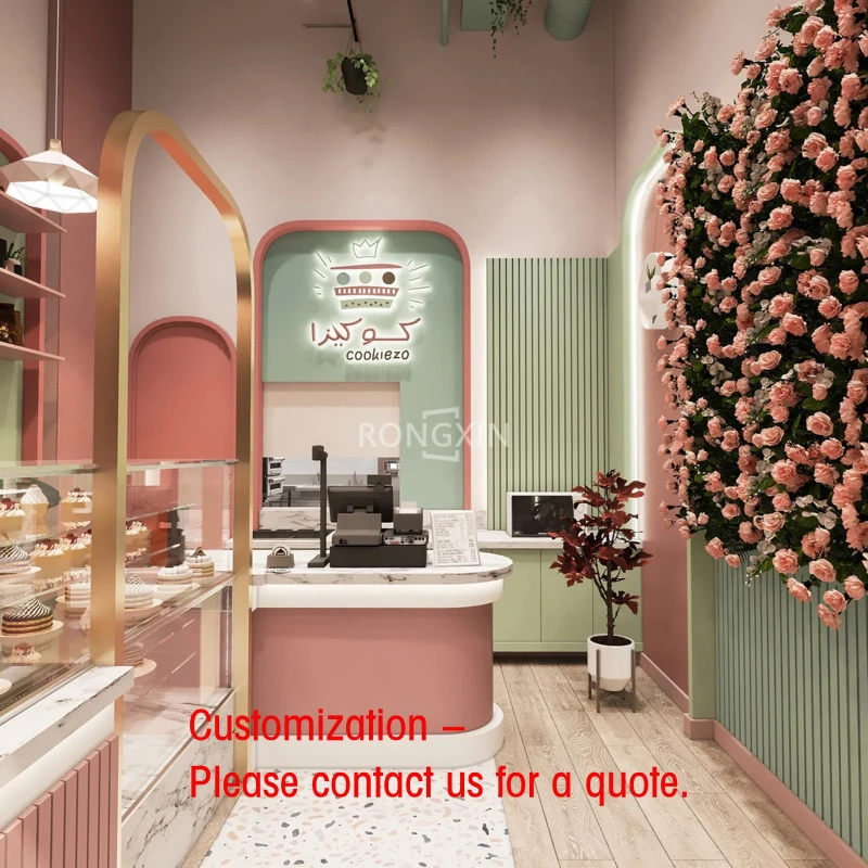 custom.Modern Restaurant Counter Dessert Shop Counter Designs Bakery Display Cake Chiller Lounge Coffee Food Warmer Display Coun