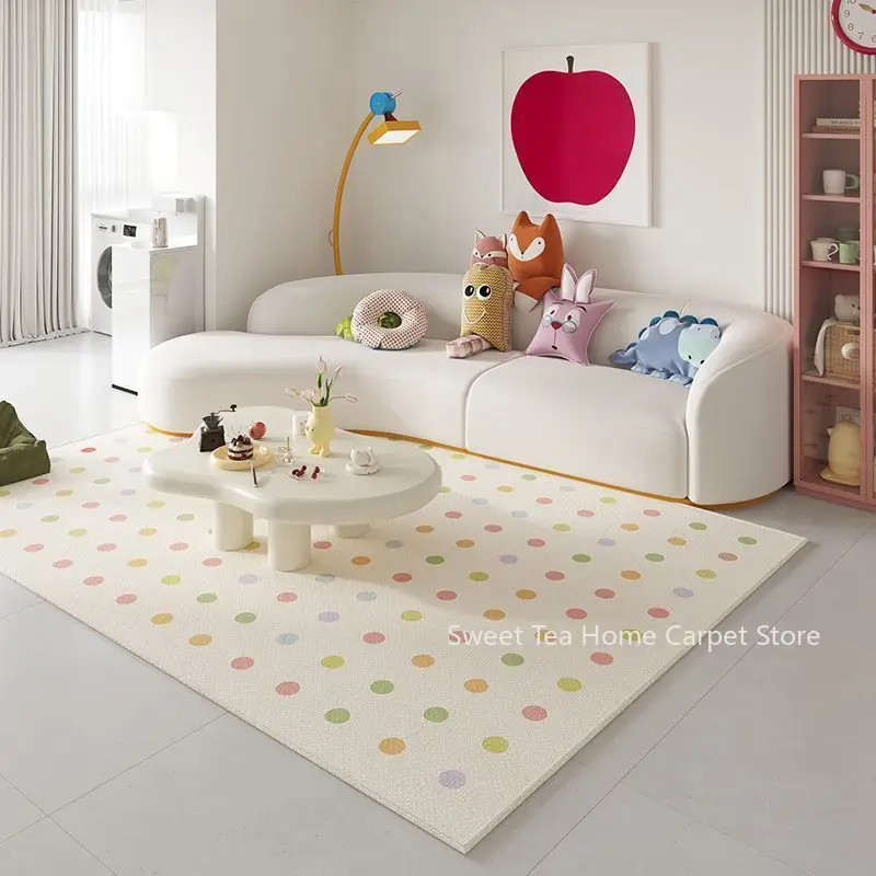 Ins Nordic Rainbow Point Style Living Room Modern Rug Non-slip Washable Big Bedroom Bedside Mat Soft Fluffy Office Floor Carpet