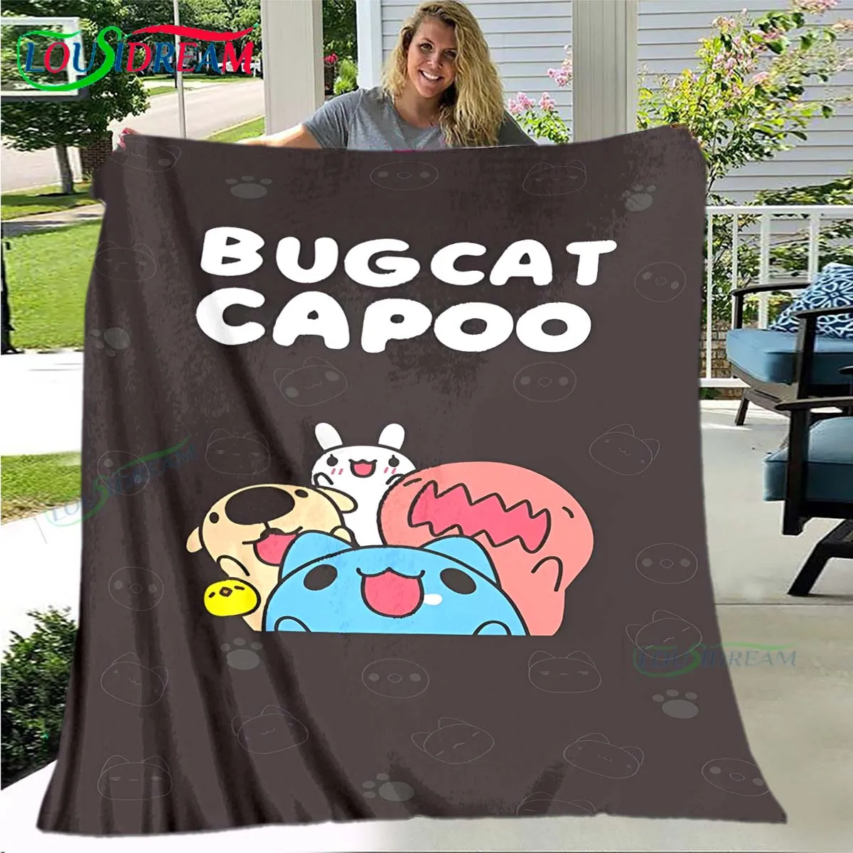 Cartoon B-Bugcat Capoo Printed Four Season Blanket Sofa Cover Travel Bed Plush Office Break Blanket Picnic Blanket