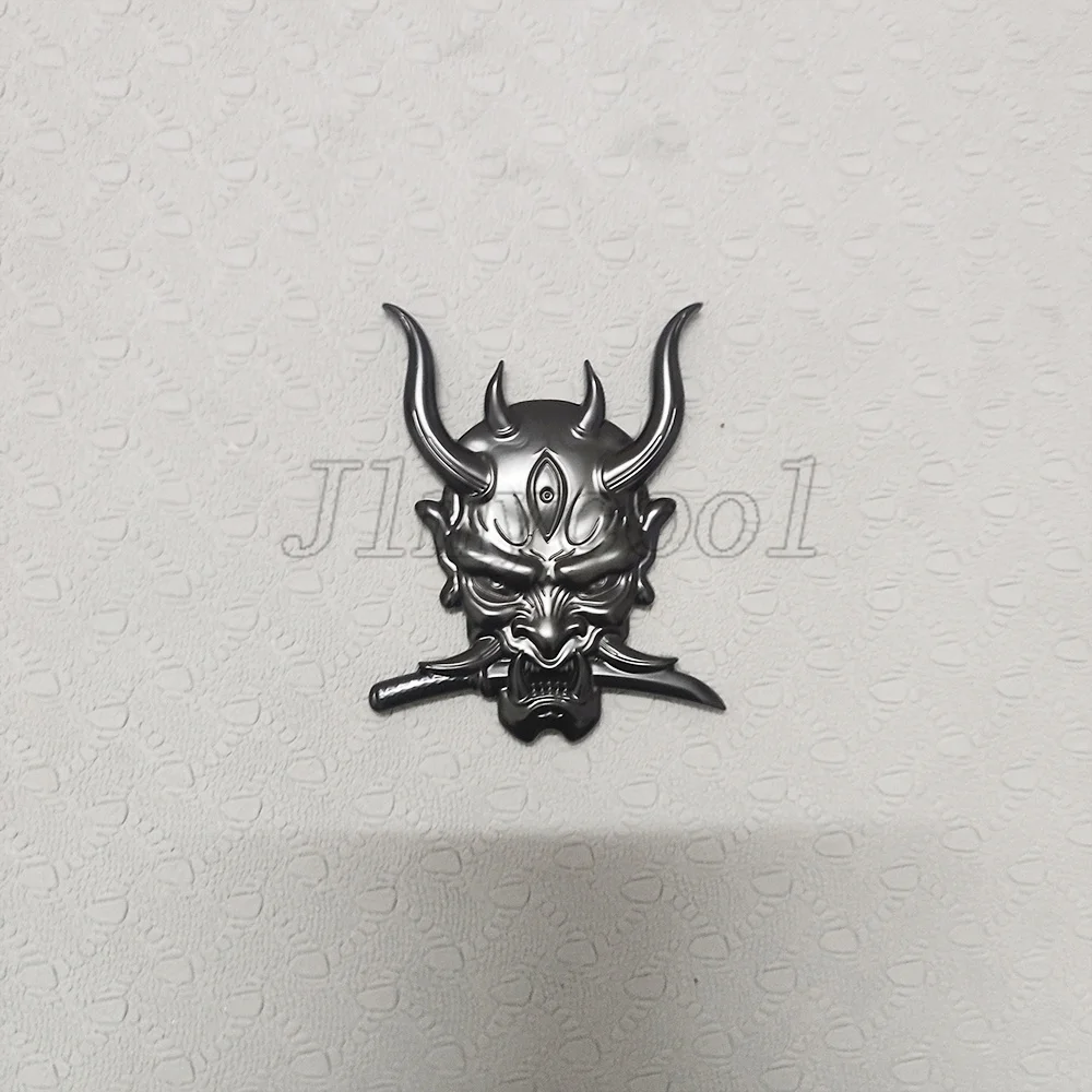 Japanese Samurai Ghost Warrior Prajna Car Auto Emblem Sticker Assassin 3D Metal Black Badge Metal Motorcycle Custom Styling