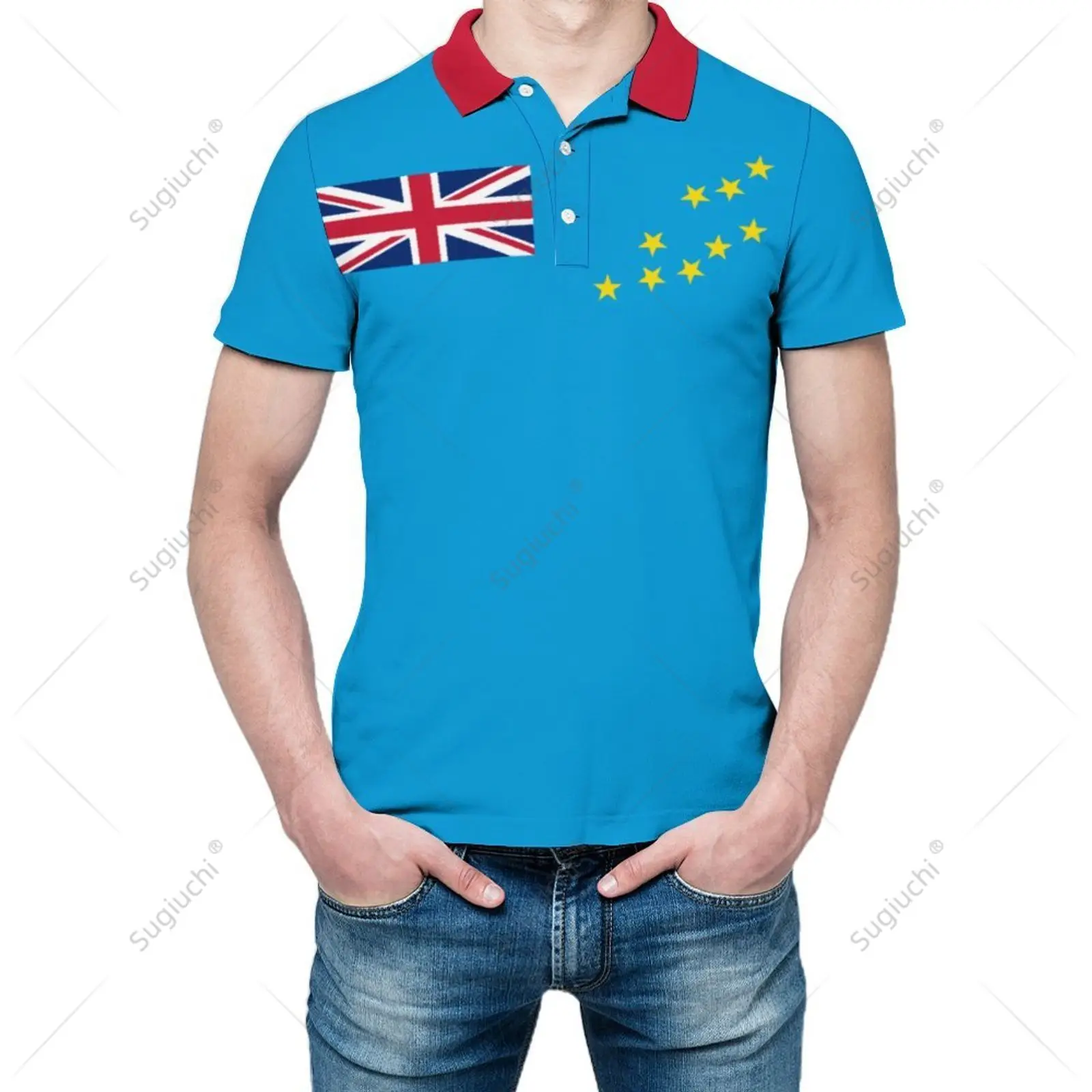 Unisex Polo Shirt Tuvalu Flag 3D Print Man Polo Fashion Clothing Tracksuits Short Sleeves