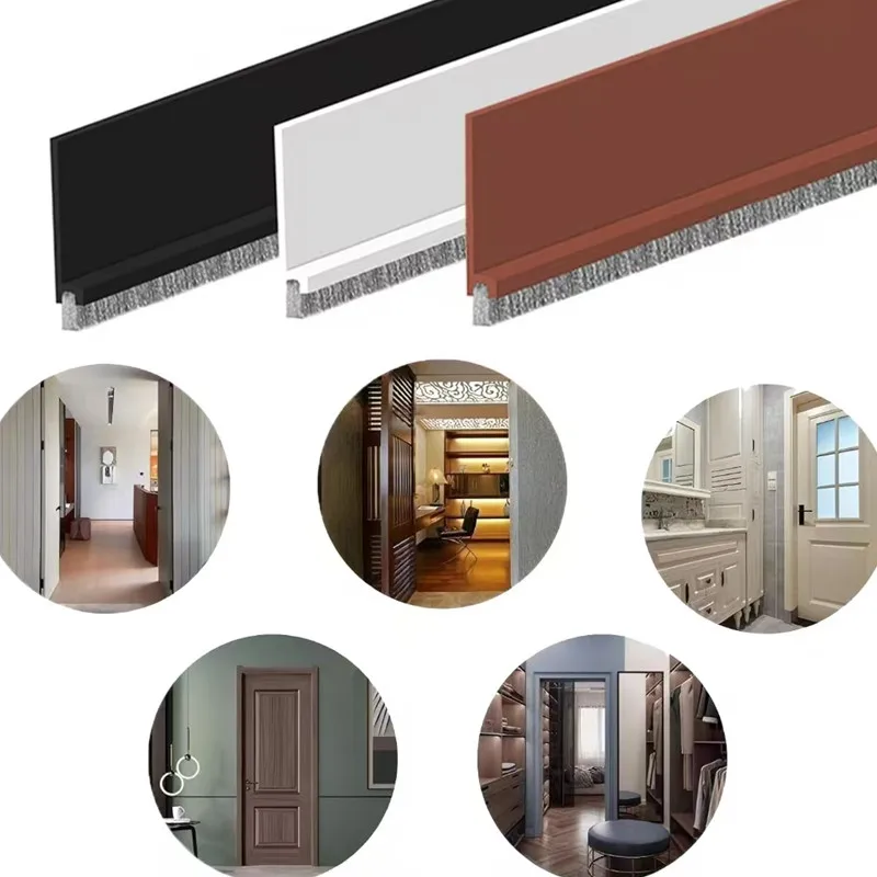 Door Sealing Strip Self-adhesive Door Bottom Gap Filler Sealed Brush Strips Weather Stripping Under Door Draft Stopper Blocker