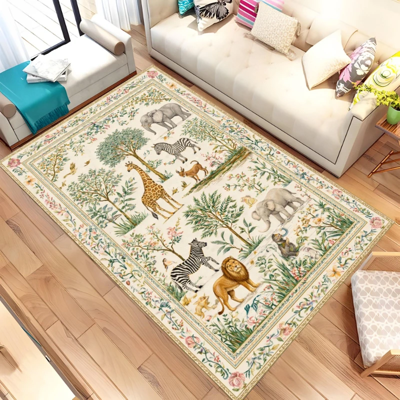 Vintage African Wild Animal graphics carpet,lounge coffee table mat,bedroom bedside rug, hallway Welcome rug,Non Slip Rug