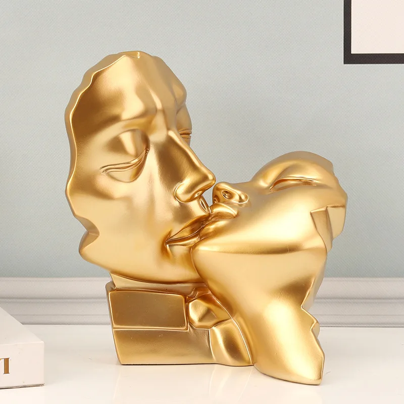 Creative Abstract Kissing Couple Statue Modern Resin Sculpture Living Room Romantic Home Decoration Office Wedding Gift