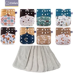 Elinfant Cloth Diaper Set Bebê 8 Pçs/Set Fraldas De Bolso Um Tamanho Ou Com 8 Pcs Inserir Fralda De Pano Ajustável Para O Bebê Meninas Meninos