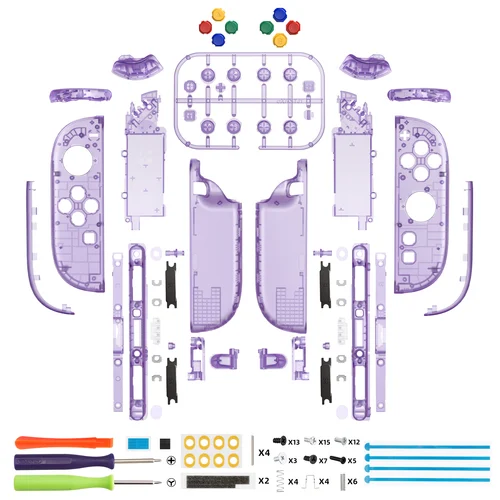 Imagen 2 del producto eXtremeRate Botones de carcasa de repuesto DIY para Joycon 2, tiras decorativas, soporte medio y herramientas para Nintendo Switch 2