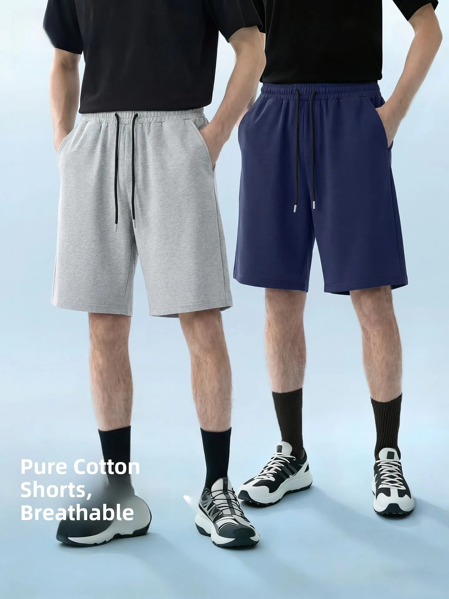 

Loose Men's orts Casual Spor Outdoor Commuting Cotton Straight Leg Elastic Waist Summer Faion Bal Brand