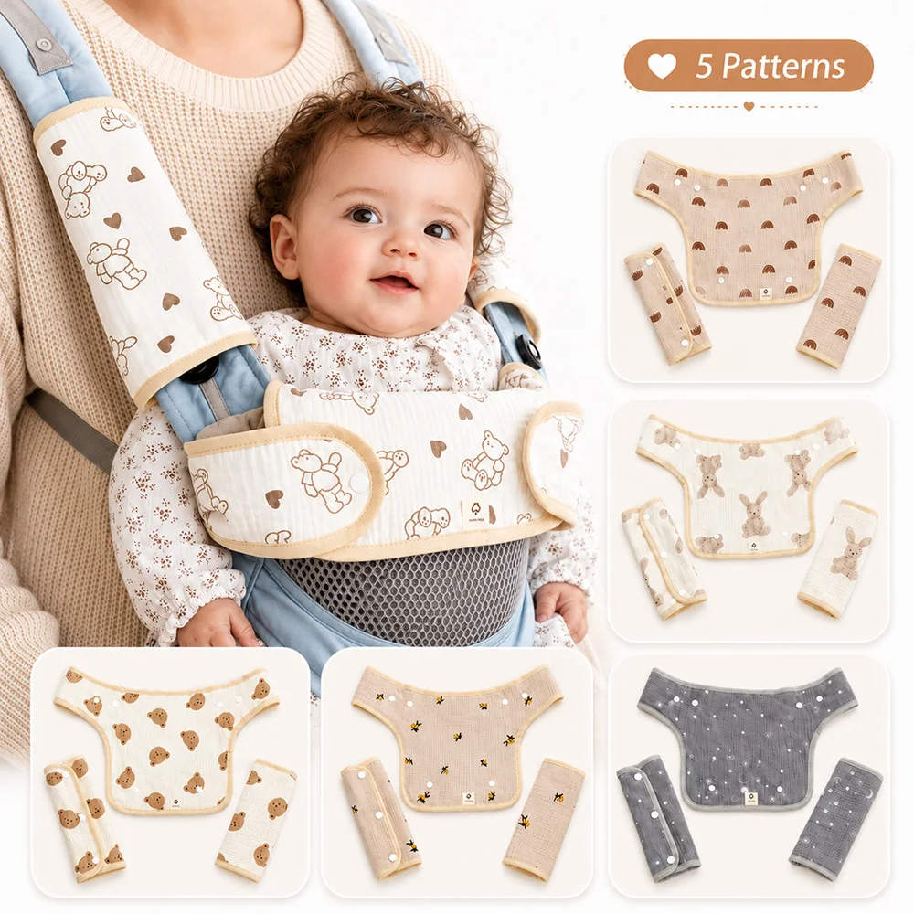 2Pcs Baby Bibs Shoulder Protector Set for Baby Carrier Muslin Infant Saliva Towels Cotto Anti-chewing Baby Sling Bibs Burp Cloth