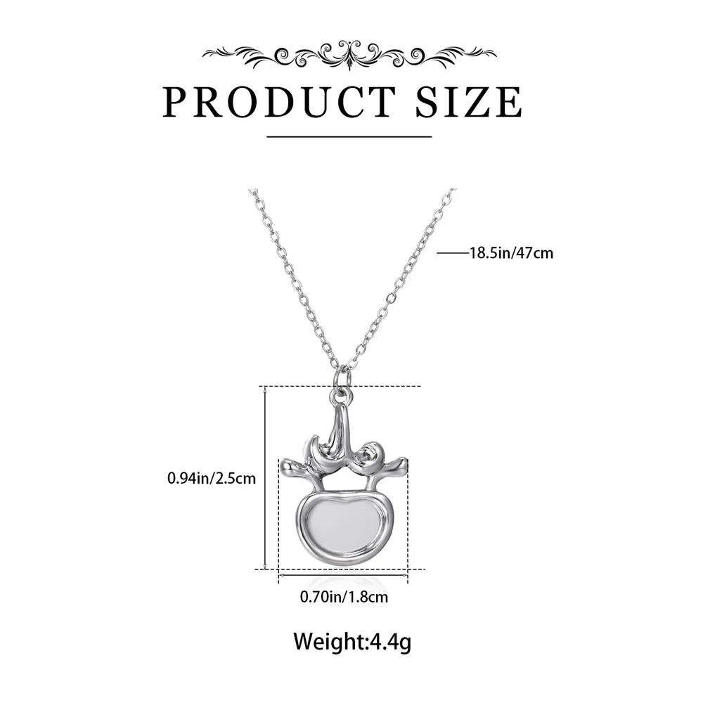 Harong Vertebra Necklace Pendant Chain Women Necklace Pewter Chiropractor Anatomy Spine Nurse Doctor Jewelry Accessories