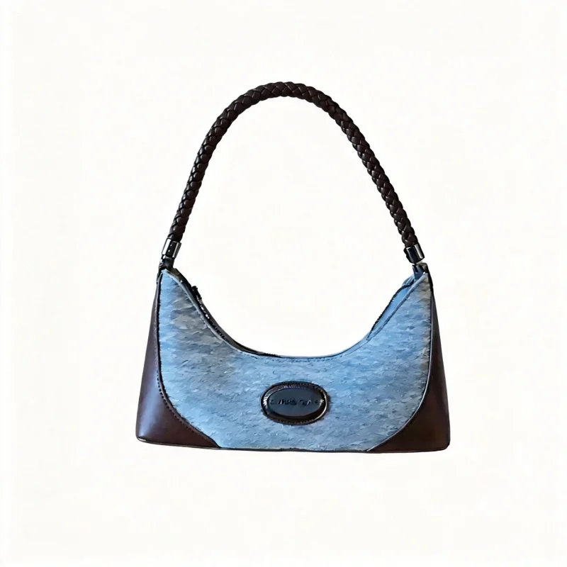 

Denim bag for women, new trendy fashion vintage underarm bag, niche textured shoulder handbag, baguette bag