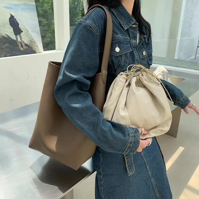 Sac fourre-tout coréen pour femme, sac à bandoulière initié, grande capacité, sac à main Shopper avec petit sac, E27