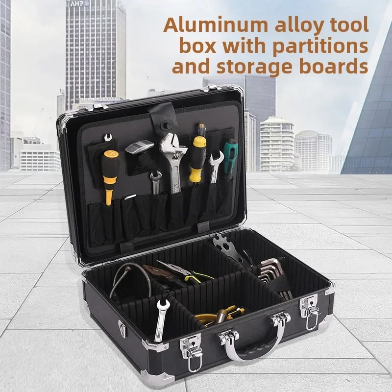 Hardware-Werkzeugkasten Tragbare Wartung Haushalt Werkzeugplattentrennwand Multifunktional wasserdicht mit Schloss Aufbewahrungsbox