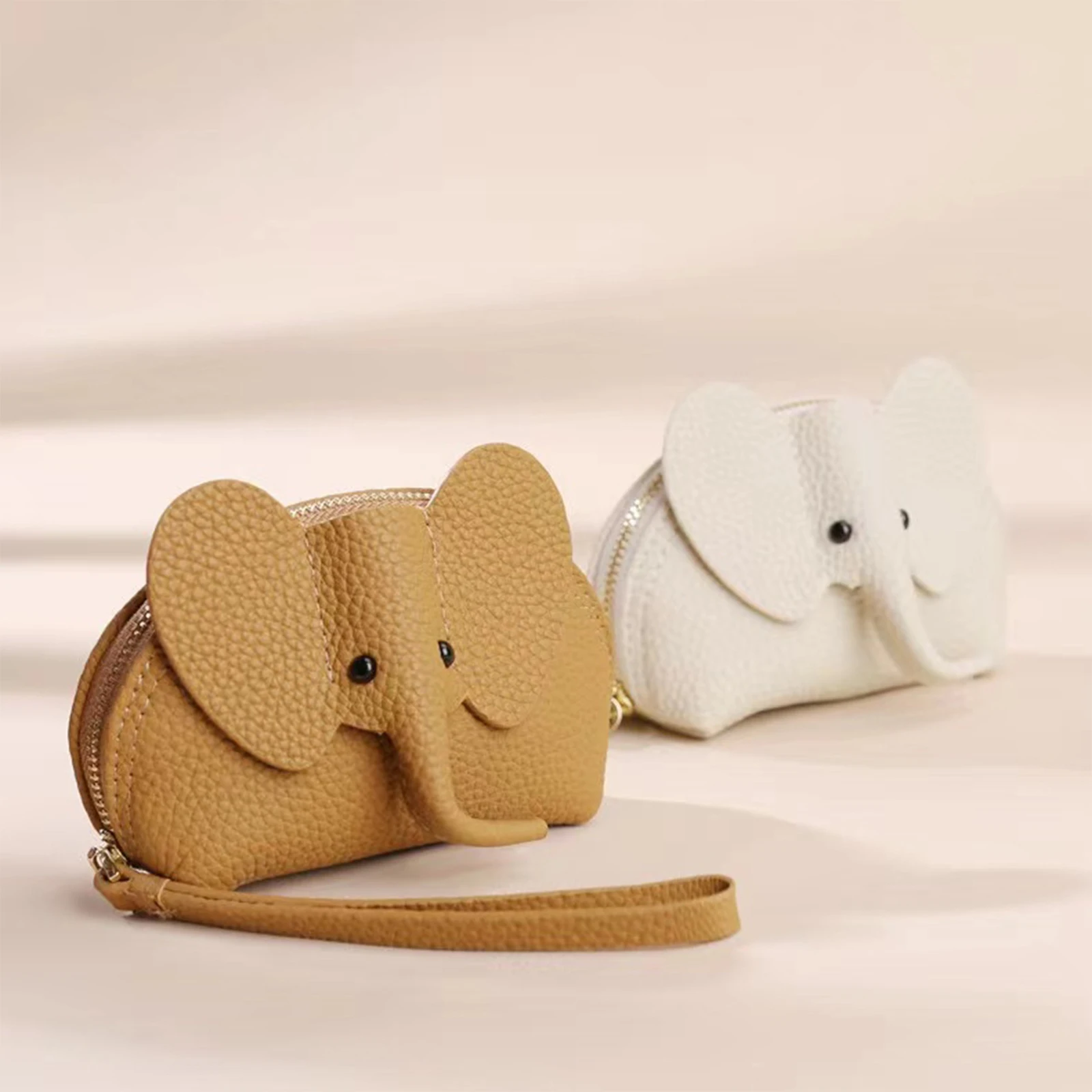 Women Short Wallets Genuine Cow Leather Fashion Cute Elephant Shape Wallet Zipper Coin MiNi Purse Small Storage Bag for Women