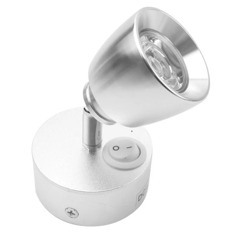 Bedside Spotlight RV Light Reading Lamp Clip Light Switch For Caravans, Rvs, Boats, Etc (Silver)