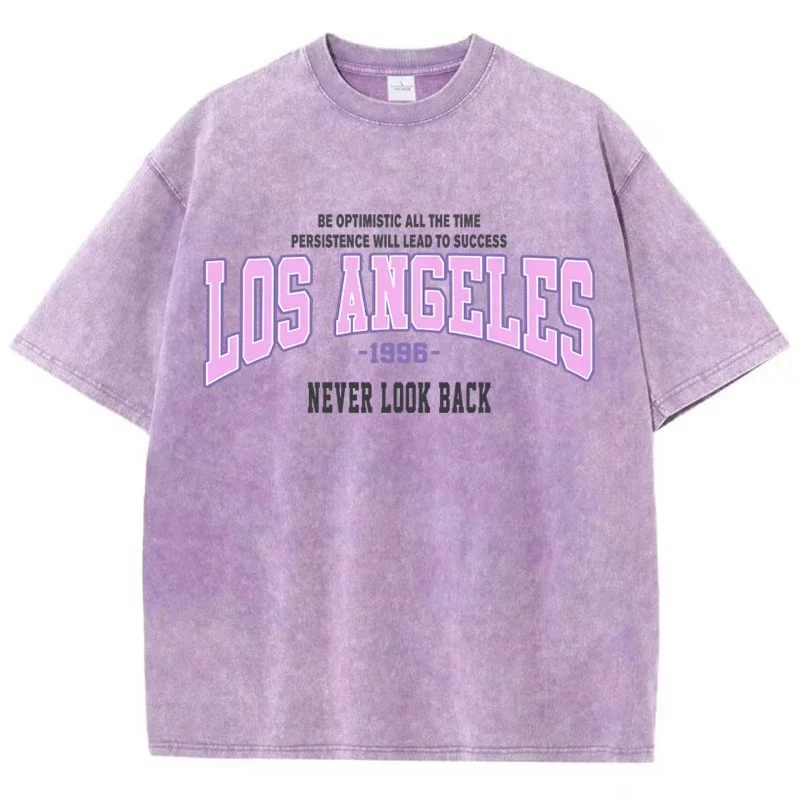 Vintage Los Angeles 1996 T-Shirt für Herren Übergroßes Gewaschenes Baumwoll-Grafik-T-Shirt Retro Streetwear Lässiges Sommer-Kurzarmshirt