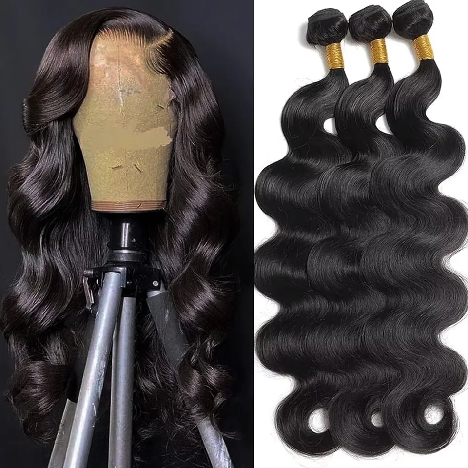 Paquetes de cabello humano brasileño con onda natural, 10-40 pulgadas, Remy virgen, 1/3/4 piezas, color natural 2