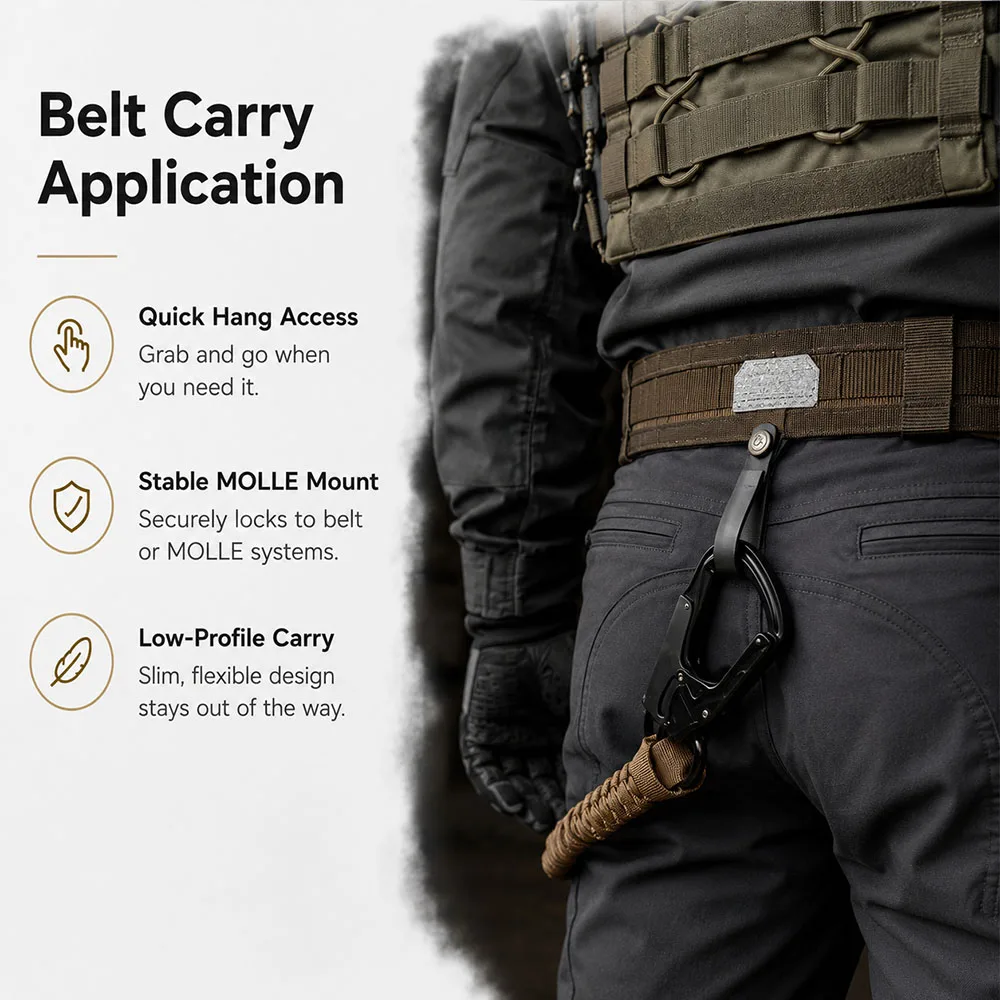Tactical MOLLE Belt Hanging Loop Rope Multi-Use EDC Utility Lanyard Quick Release Strap for Outdoor Camping Hiking Hunting