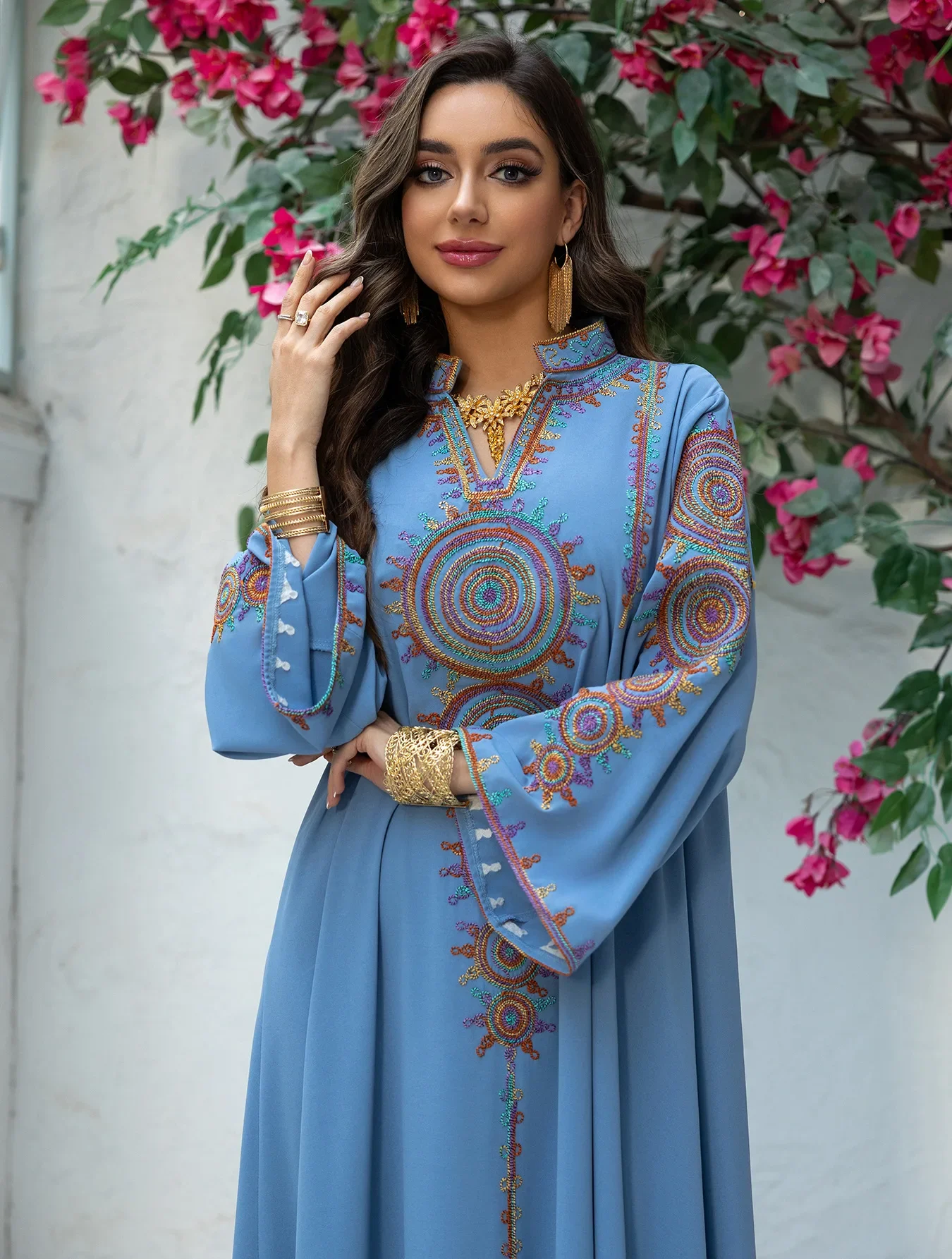 رمضان عيد جلابة فستان مسلم للنساء عباية مطرزة رداء قفطان مغربي ملابس إسلامية دبي عبايات جلابية فيستدوس