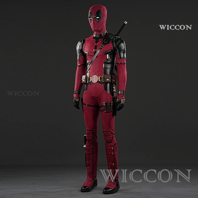 New Deadpooling 3 Cosplay Cosutme Mask With Magnetic Glasses Wade Winston Wilson Jumpsuit Belt Cosplay Costume Suit Halloween