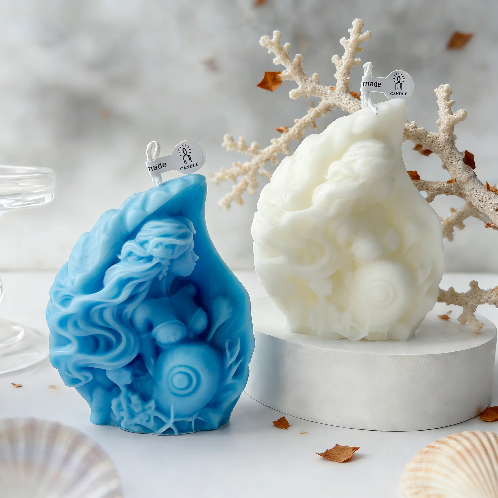 3D Mermaid Conch Deer Girl Scented Candles Silicone Mould DIY Aromatherapy Candle Soap Aroma Stone Making Tools Mold Home Decor