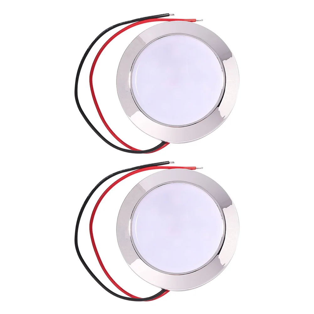 12V Recessed LED Ceiling Lights 1.8W 24 SMT LED Panel RV Ceiling Lamp Round Shape 200LM IP65 Waterproof for Boat Camping Trailer