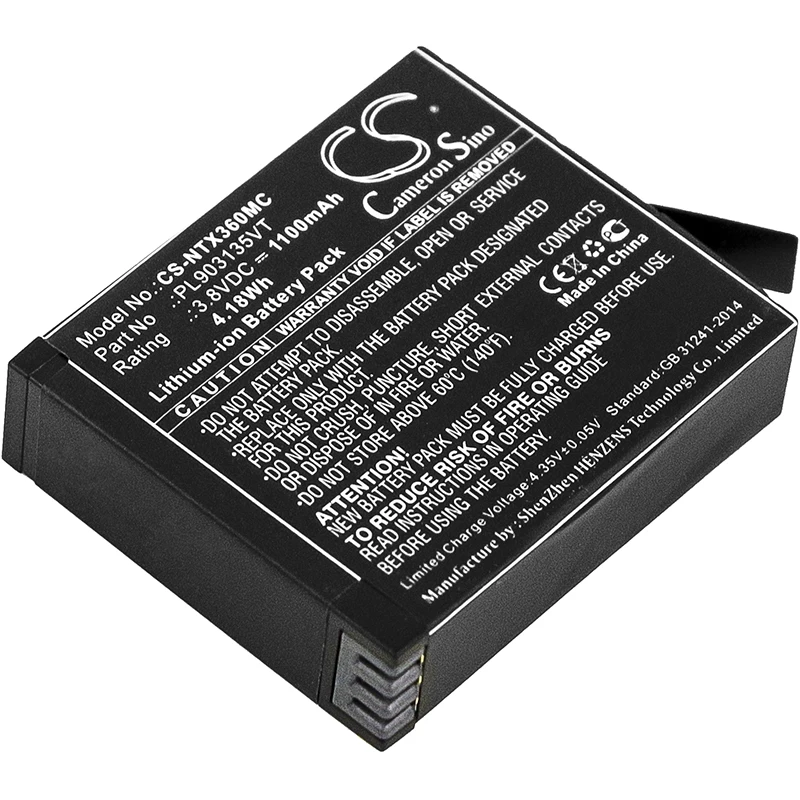 

Li-ion Camera Battery for Insta360 – 3.8V, 1100mAh (Compatible with One X, Part No: PL903135VT, PL903135VT-S01)