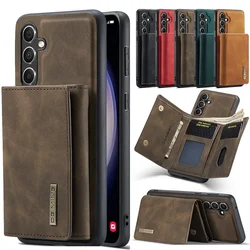 2 In 1 Magnetic Case For Samsung Galaxy S24 S23 S22 S21 Ultra FE A55 A35 A15 A54 4G 5G Wallet Leather Card Holder Pocket Cover