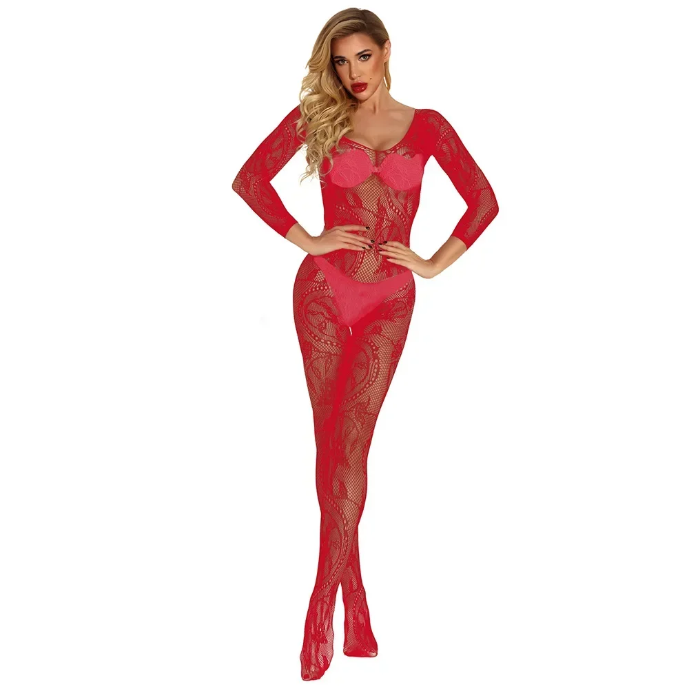 Women s Floral Lace Cat Suit See Through Mesh Hollow Out Long Pants Bodycon Jumpsuit Rompers Clubwear