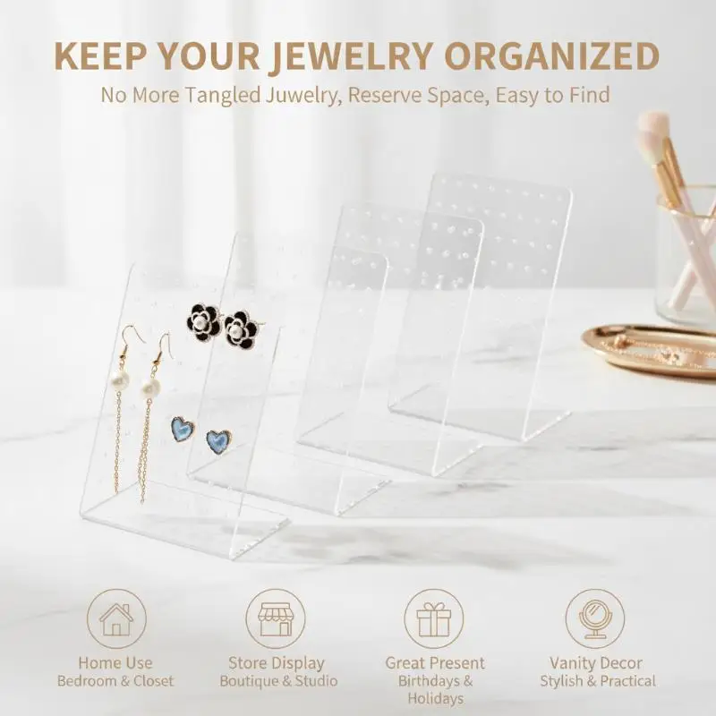 1Pcs 120 Holes Acrylic Earring Display Stand Jewelry Storage Board Pin Earrings Necklace Display Shelf Organizer