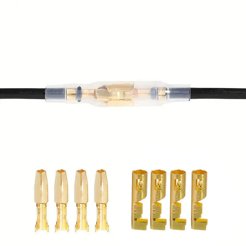 50 Set 3.9mm Bullet Crimped Crimping Connection Terminals Connector Wire Insulating Sleeves Car Motorcycle Brass Socket Electric