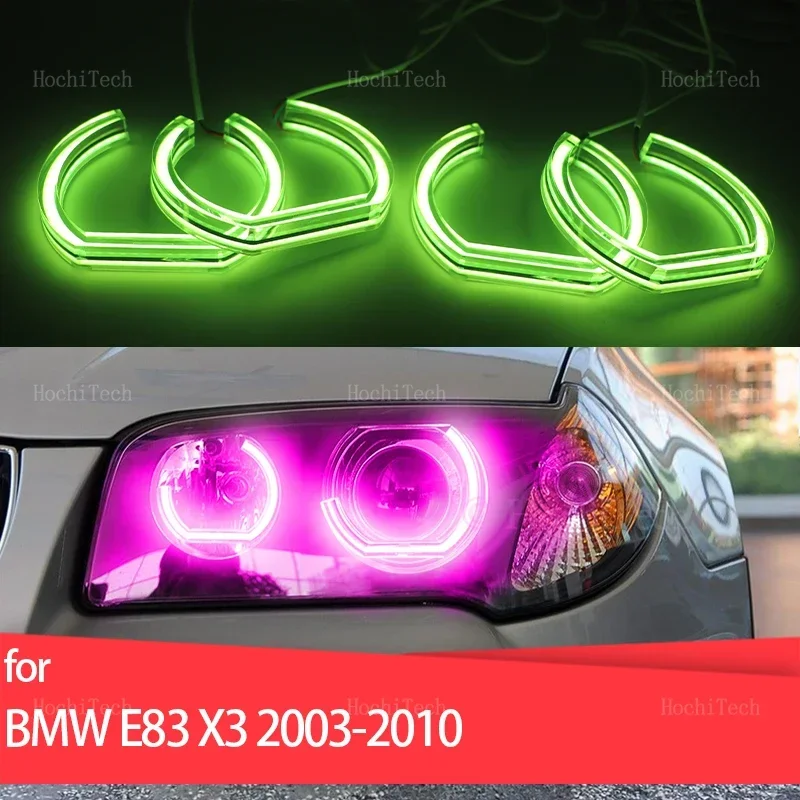 RGB App control LED Angel Eyes Ring Lamp DTM Running Light DRL kits headlight upgrade for BMW E83 X3 2003-2010