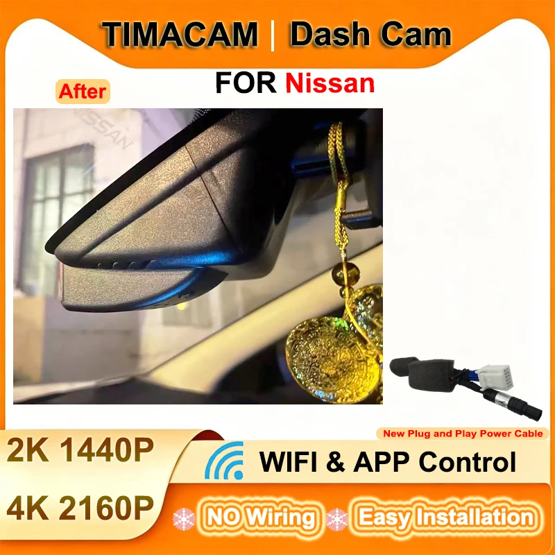 TIMACAM Dash Cam Camera DVR 2K 4K Wifi Plug and Play Car DVR for Nissan qashqai j10 j11 j12 2015 2016 2017 2018 2019 2020 2021