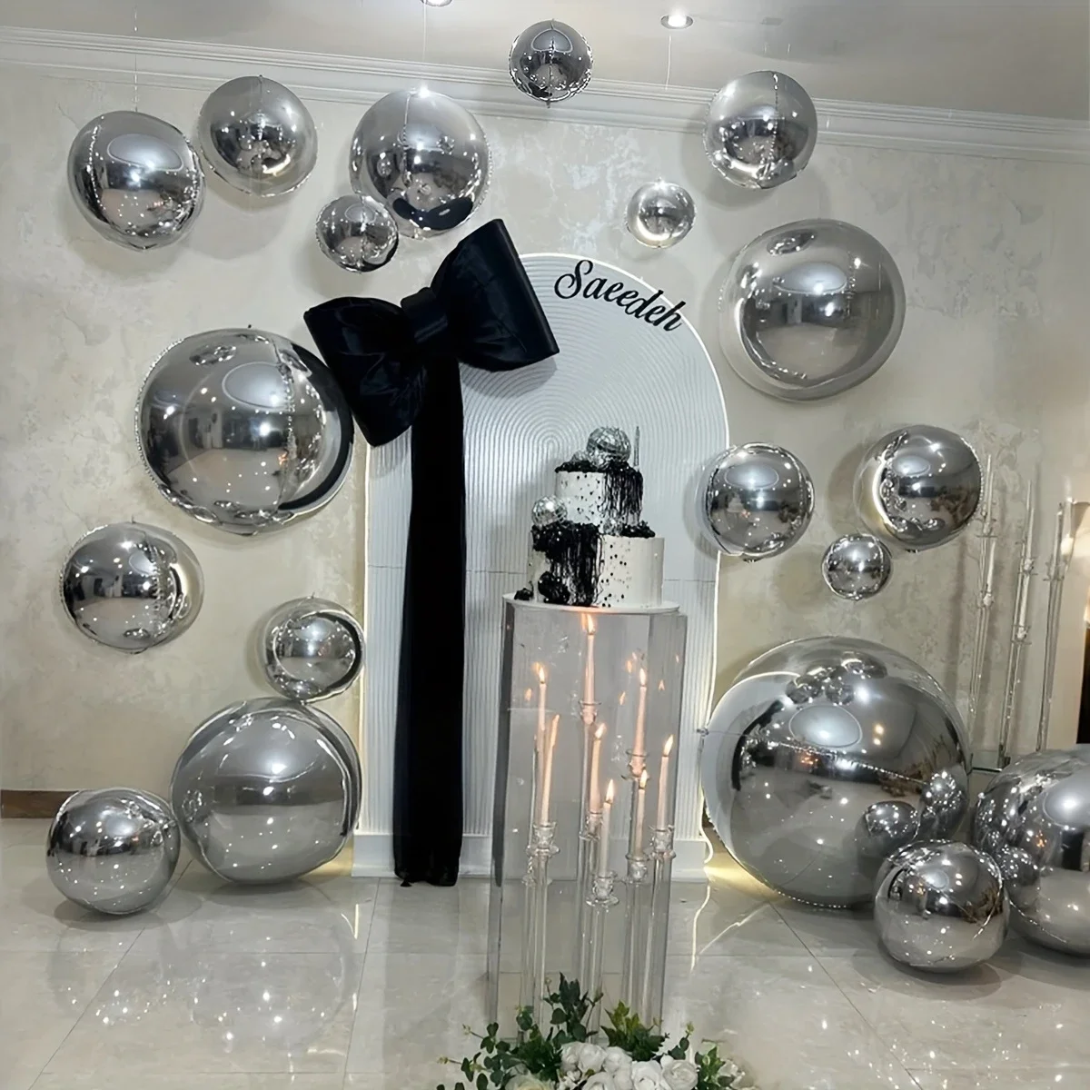 10–70 Zoll silberne runde Luftballons 4D großer Silber Gold Heliumballon DIY für Geburtstag Babyparty Hochzeit Brautparty Dekor Glob – Detail 8