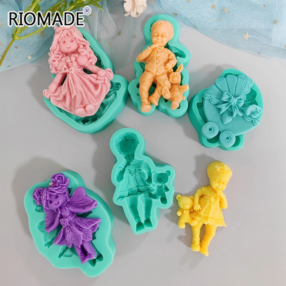 Baby Silicone Cake Mold Boy And Girl Chocolate Dessert Biscuit Baking Fondant Cake Decorating Tools DIY Clay Soft Crafts Mould