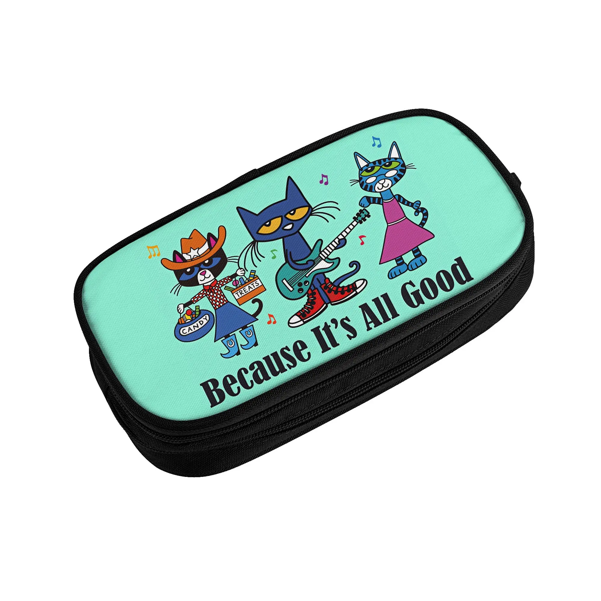 petes the cat band Poster Pencil Case  Canvas Pencil Bag Boy Girl Retro Portable School Pencil Cases Supplies