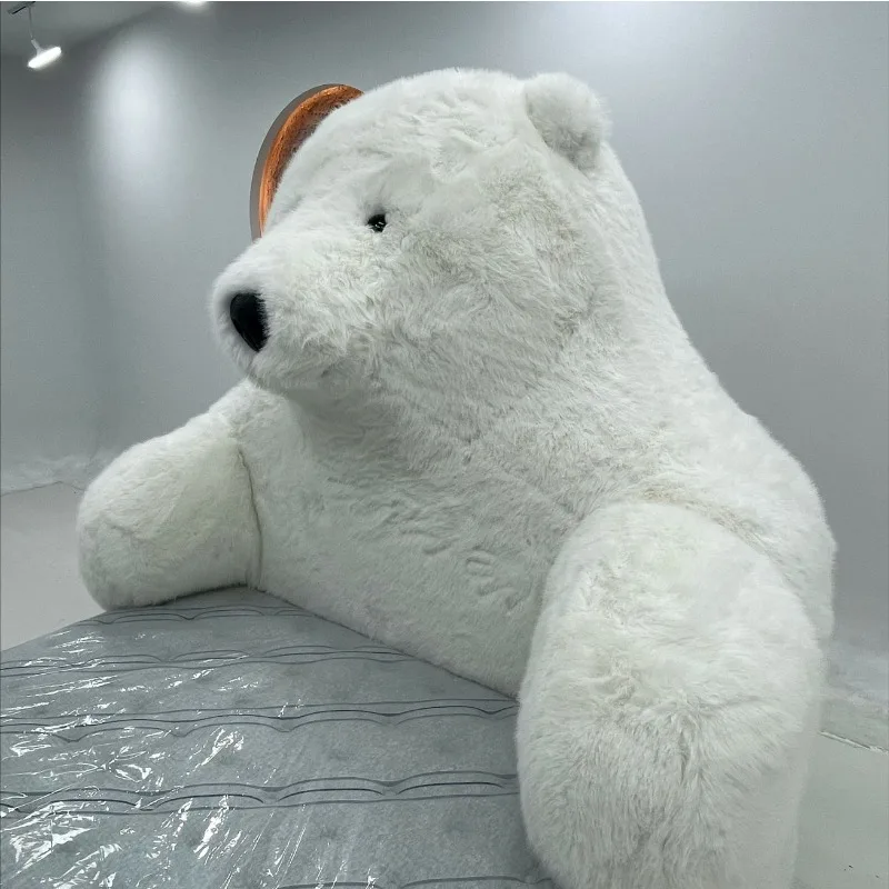 large two dimensional animals polar bear monster bed leather fabric cream bed