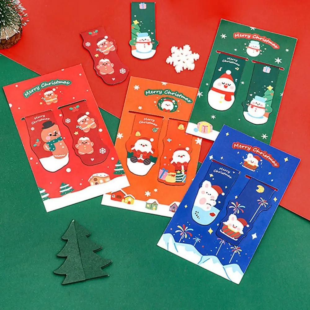 Kawaii Waterproof Book Page Marker Snowman Special-shaped Magnetic Bookmark Colorful Creative Reading Bookmarks Children