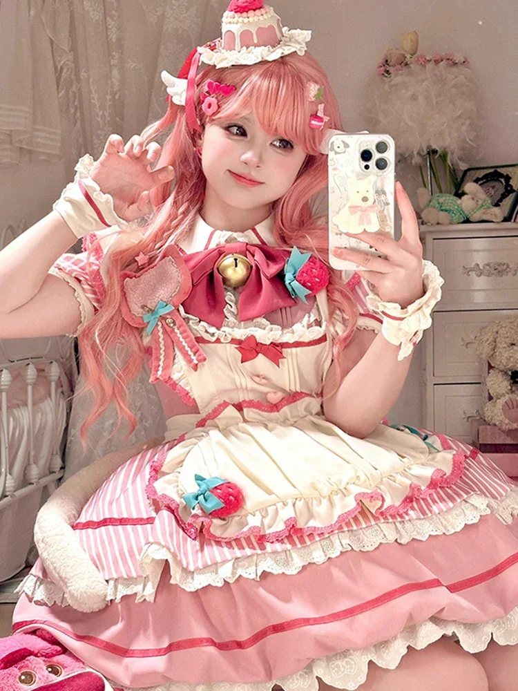 

Pink Flower Bud Skirt Lolita OP Cute Daily Light LO Princess Dress Soft Costume 2025 Hot SALE