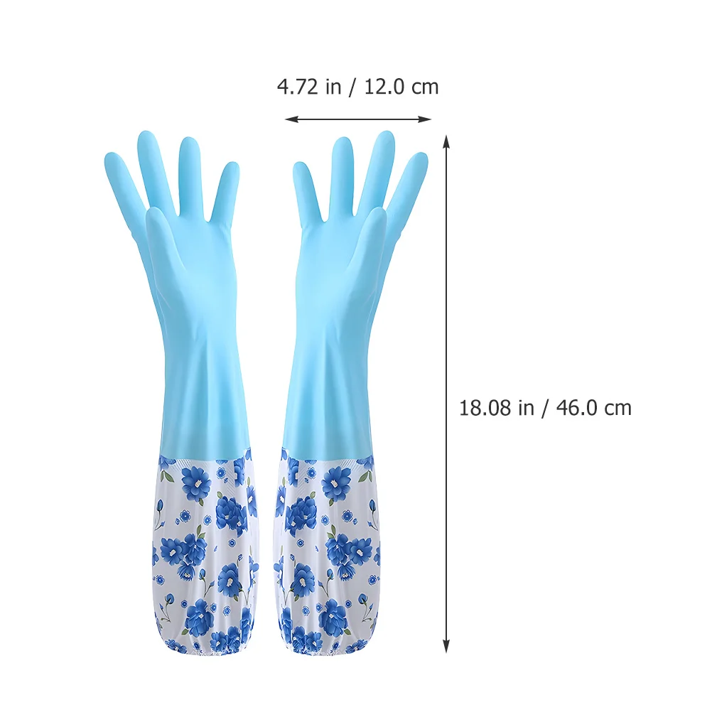 

2 Pairs Fleece Warm Gloves for Dishwashing Kitchen Sleeves Dishes Cleaning
