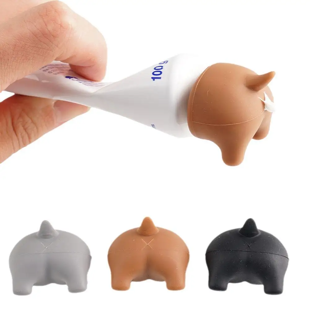 Pooping Dog Butt Toothpaste Topper Squeezer Toothpaste Cap Dispenser Silicone Bathroom Funny Prank Gift