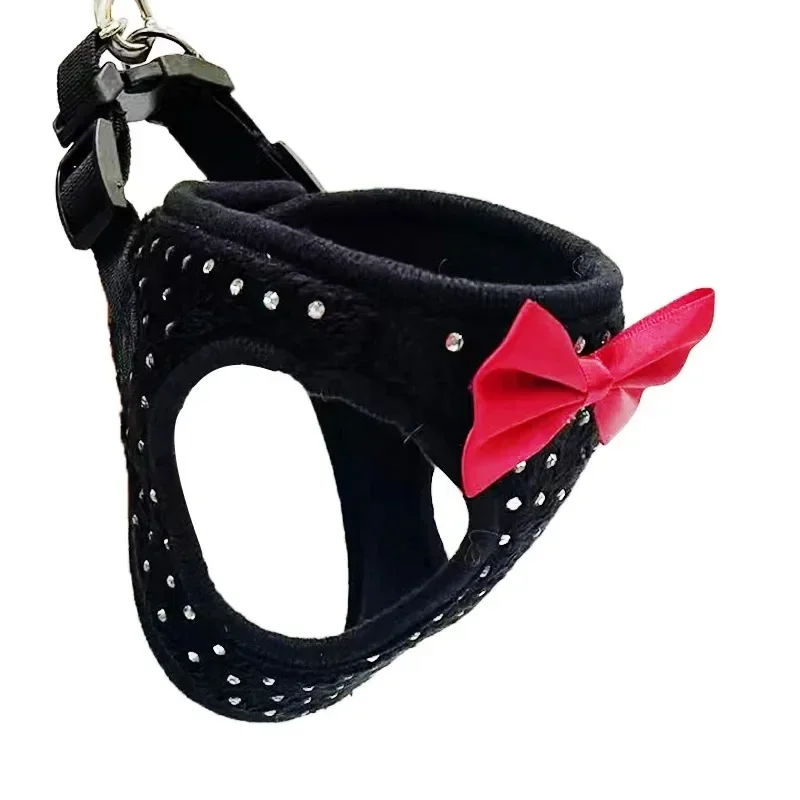 Dog Harness Set Dog Chest Harness Vest WIth Bowtie Small Diamond Decoration Soft Harness Vest For Small Medium Dogs