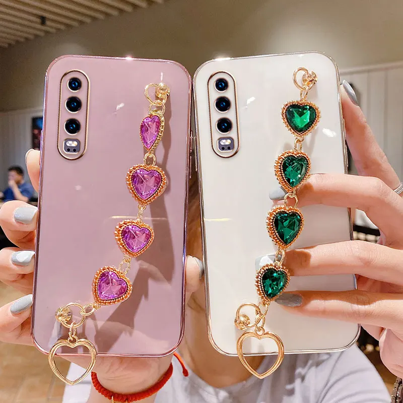 

P30 Diamond Love Bracelet Case for Huawei P30 Pro Luxury Soft Shockproof Wrist Chain Case for Huawei P30 Lite Pro P20 P40 Cover