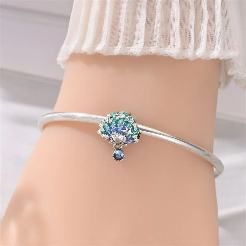 925 Sterling Silver Blue Sailboat Shell Starfish Charms Beads For Women Fit Original Bracelet DIY Birthday Party Jewelry Gifts