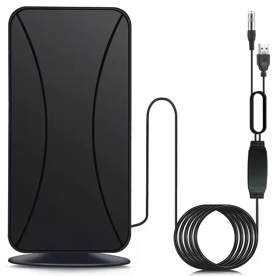 Antena de televisión digital de alta definición interior, amplificador VHF / uhf, respuesta rápida interior y ou, 50 - 80 millas
