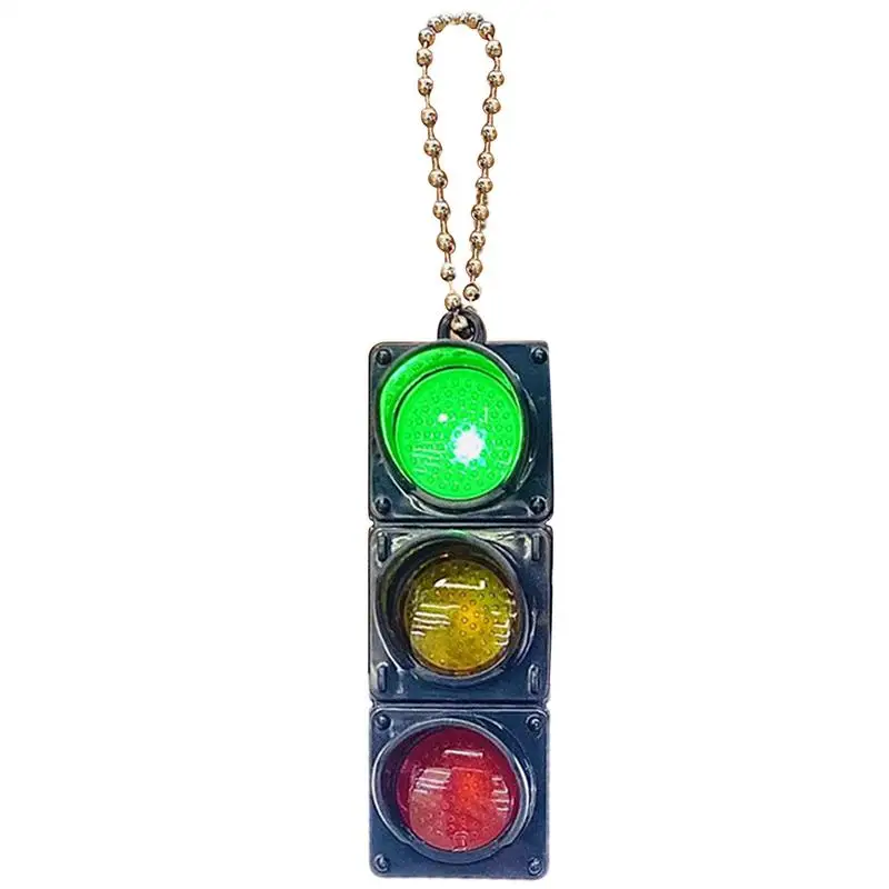 Traffic Light Signal Keychains Backpack Pendant Mini Cute Pedestrian Light LED Luminous Keychain Car Keychain Pendant