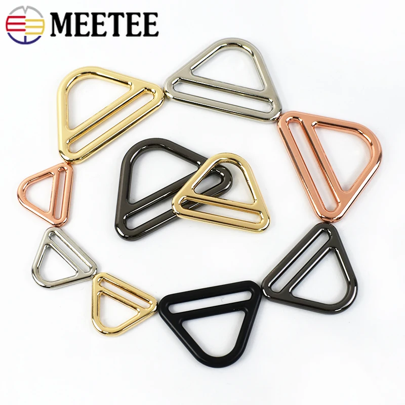 25-50mm Metal Ring Buckle For Bag Strap Tri-Glide Slider Clasp Webbing Hook Dog Collar Connector Loop DIY Handbag Accessories