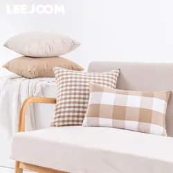 LEEJOOM Beige Plaid Striped Pillow Covers Decorative Pillow Cases Decor Home Sofa Cushion Cover 30x50cm/45x45cm